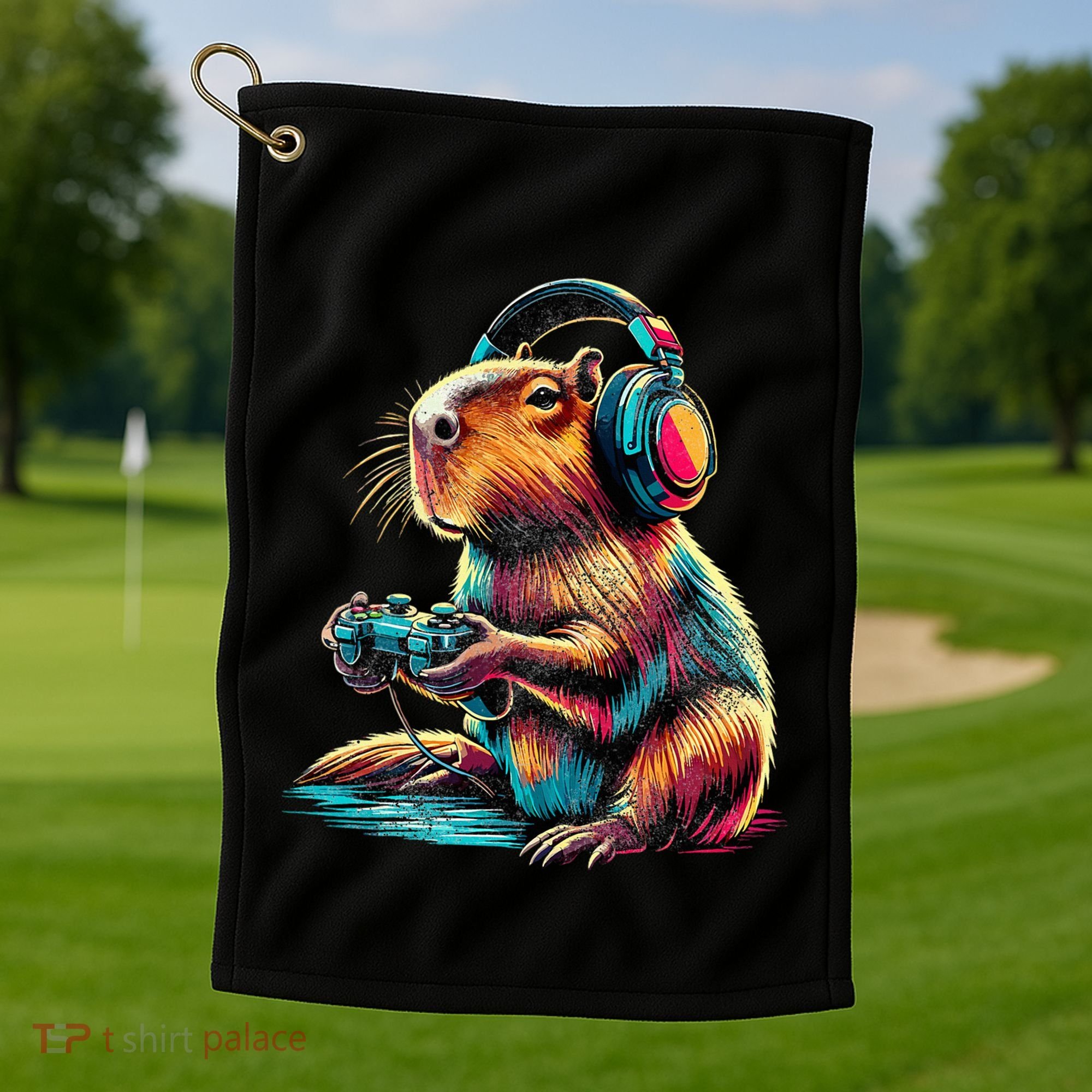 Capybara Funny Video Games Capybara Golf Towel