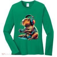 Capybara Funny Video Games Capybara Women's Long Sleeve Shirt thumb 0
