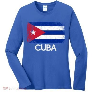 Cuban Flag Vintage Made In Cuba Gift Cool Gift Women's Long Sleeve Shirt