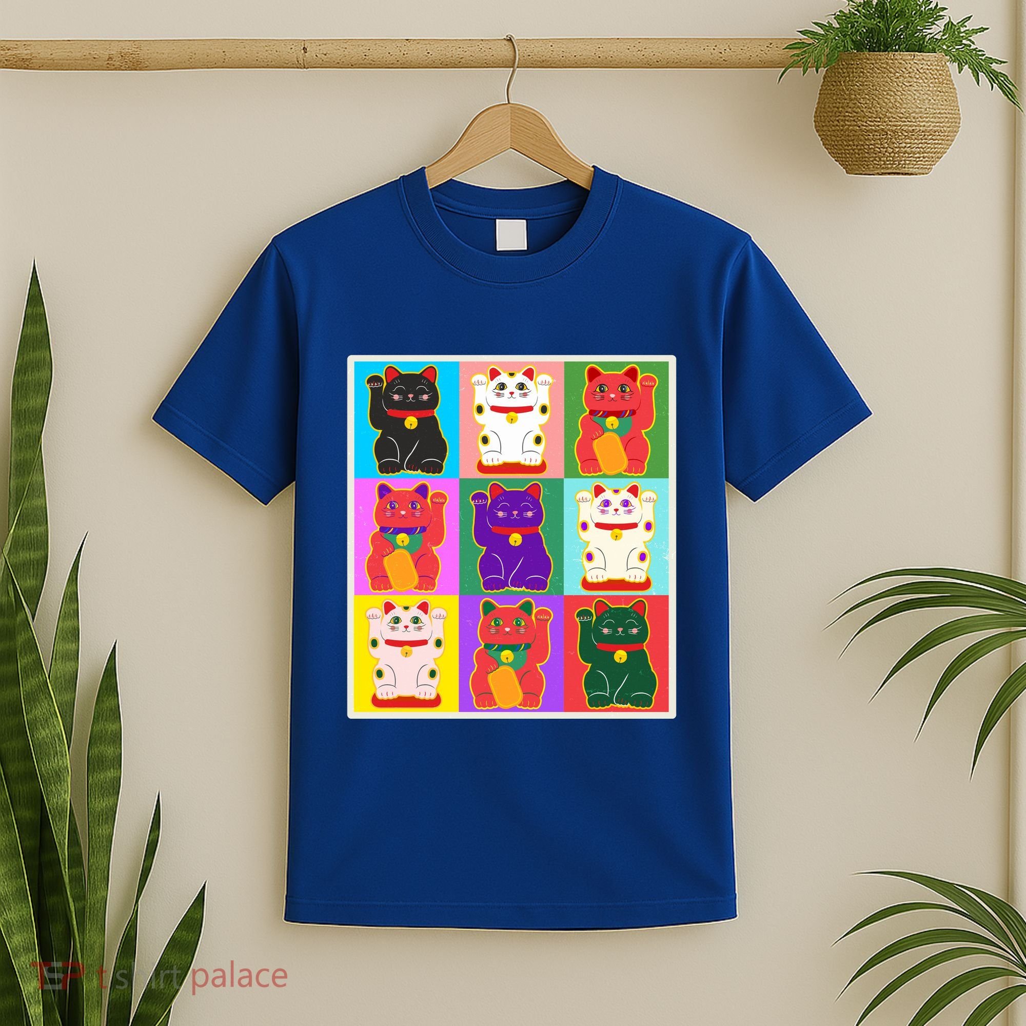 Cool Funny Vintage Japanese Lucky Cat Maneki Neko Pop Art T-Shirt