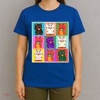 Cool Funny Vintage Japanese Lucky Cat Maneki Neko Pop Art T-Shirt thumb 4