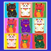 Cool Funny Vintage Japanese Lucky Cat Maneki Neko Pop Art T-Shirt thumb 7