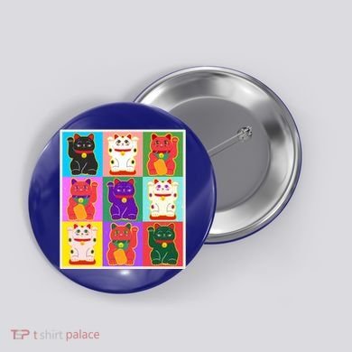 Cool Funny Vintage Japanese Lucky Cat Maneki Neko Pop Art Button
