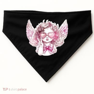 Cute Funny Valentines Day Cupid Peace Sign USA-Made Doggie Bandana