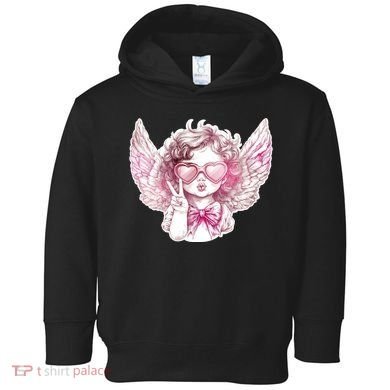 Cute Funny Valentines Day Cupid Peace Sign Toddler Hoodie