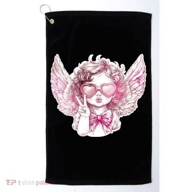 Cute Funny Valentines Day Cupid Peace Sign Golf Towel