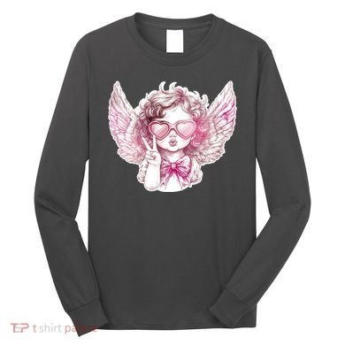 Cute Funny Valentines Day Cupid Peace Sign Long Sleeve Shirt