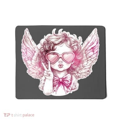 Cute Funny Valentines Day Cupid Peace Sign Mousepad