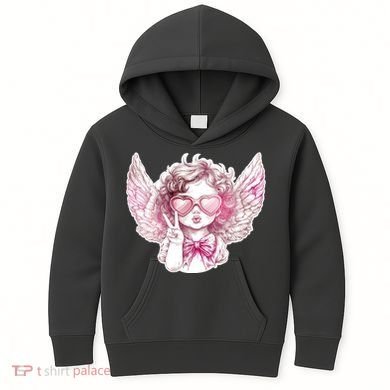 Cute Funny Valentines Day Cupid Peace Sign Kids Hoodie