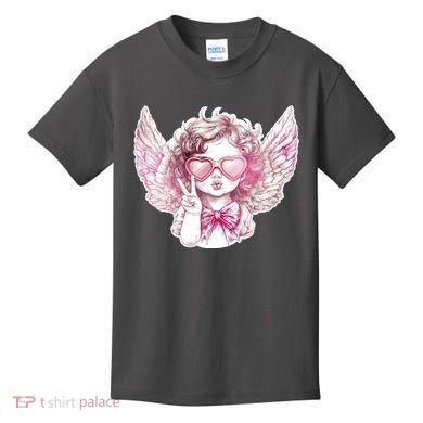 Cute Funny Valentines Day Cupid Peace Sign Kids T-Shirt