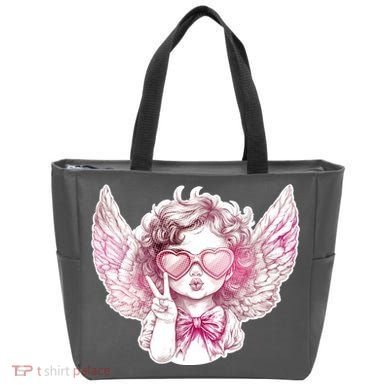 Cute Funny Valentines Day Cupid Peace Sign Tote Bag