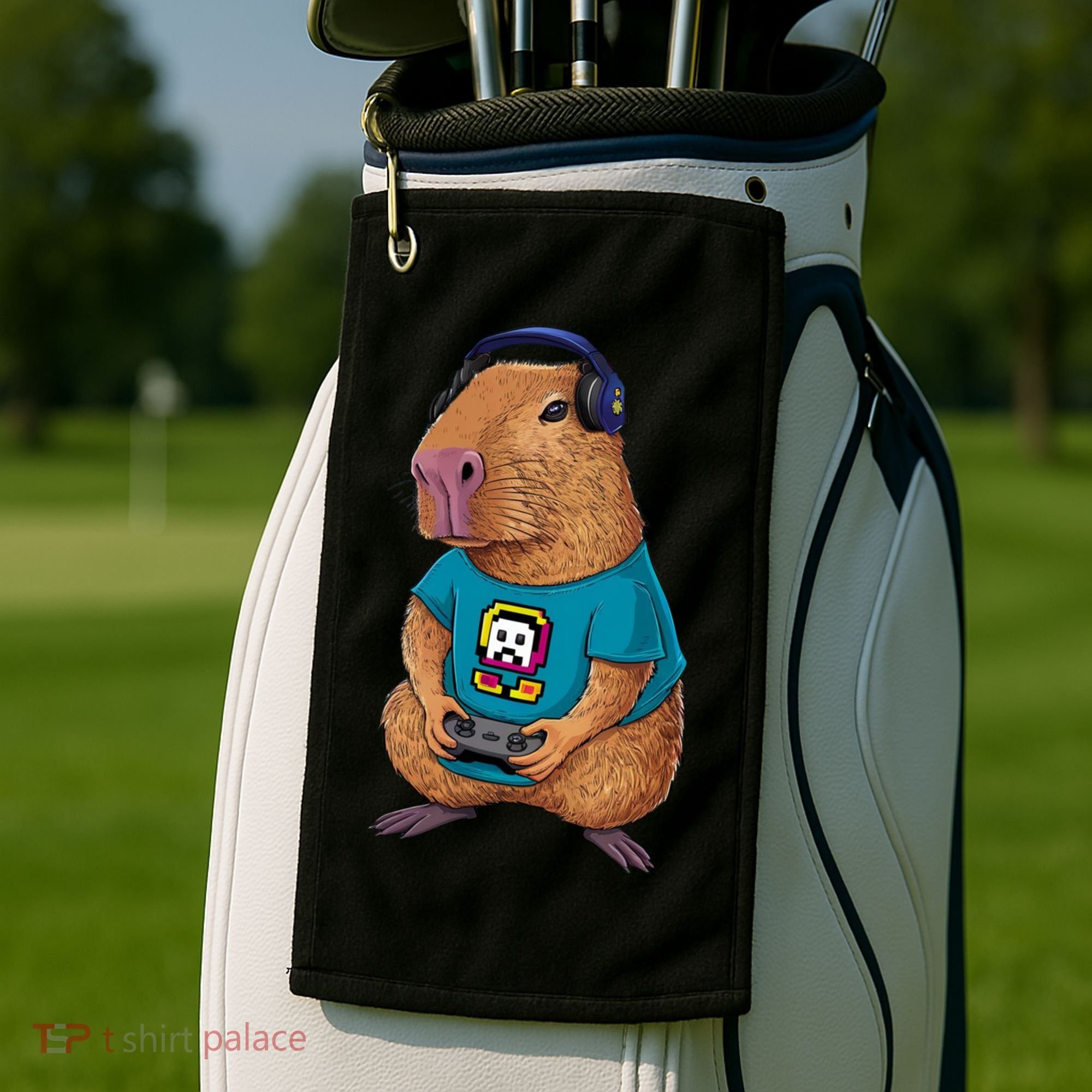 Capybara Funny Video Games Capybara Great Gift Golf Towel