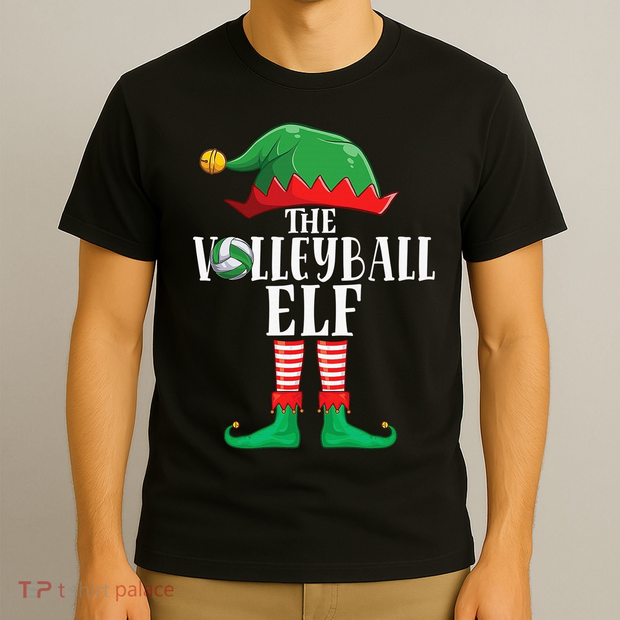 Christmas Funny Volleyball ELF Xmas Pajama Matching Family T-Shirt