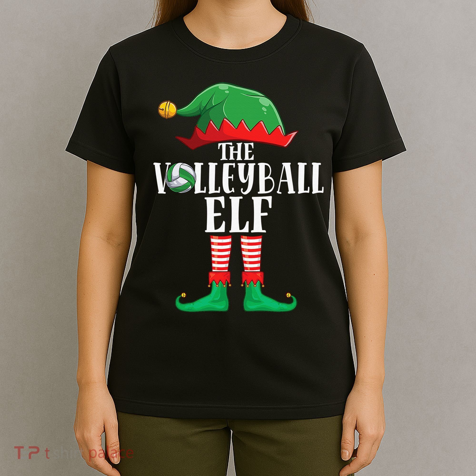 Christmas Funny Volleyball ELF Xmas Pajama Matching Family T-Shirt
