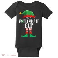 Christmas Funny Volleyball ELF Xmas Pajama Matching Family Baby Bodysuit thumb 0