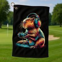 Capybara Funny Video Games Capybara Golf Towel thumb 1