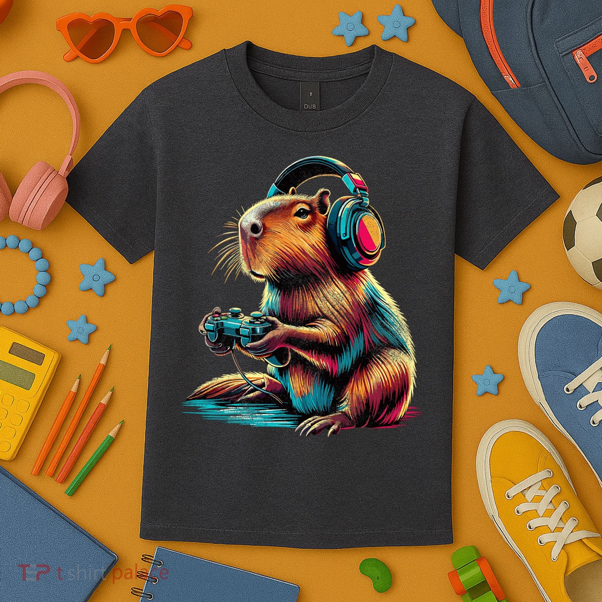 Capybara Funny Video Games Capybara Kids T-Shirt