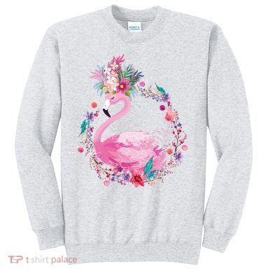 Cute Flower Wreath Flamingo Sweatshirt