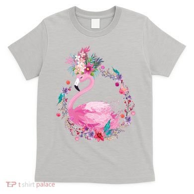 Cute Flower Wreath Flamingo T-Shirt