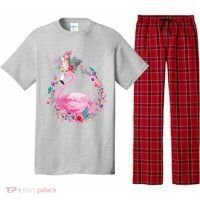 Cute Flower Wreath Flamingo Pajama Set thumb 0