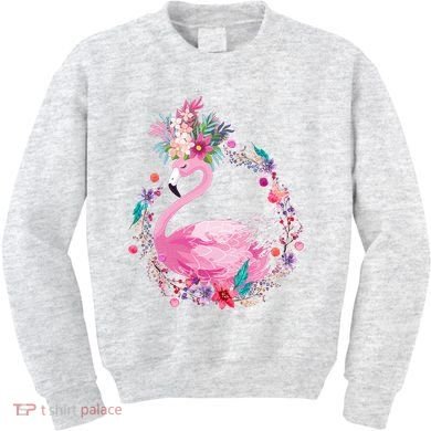 Cute Flower Wreath Flamingo Kids Sweatshirt