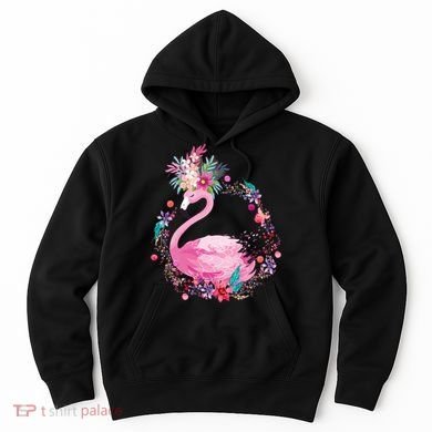 Cute Flower Wreath Flamingo Hoodie