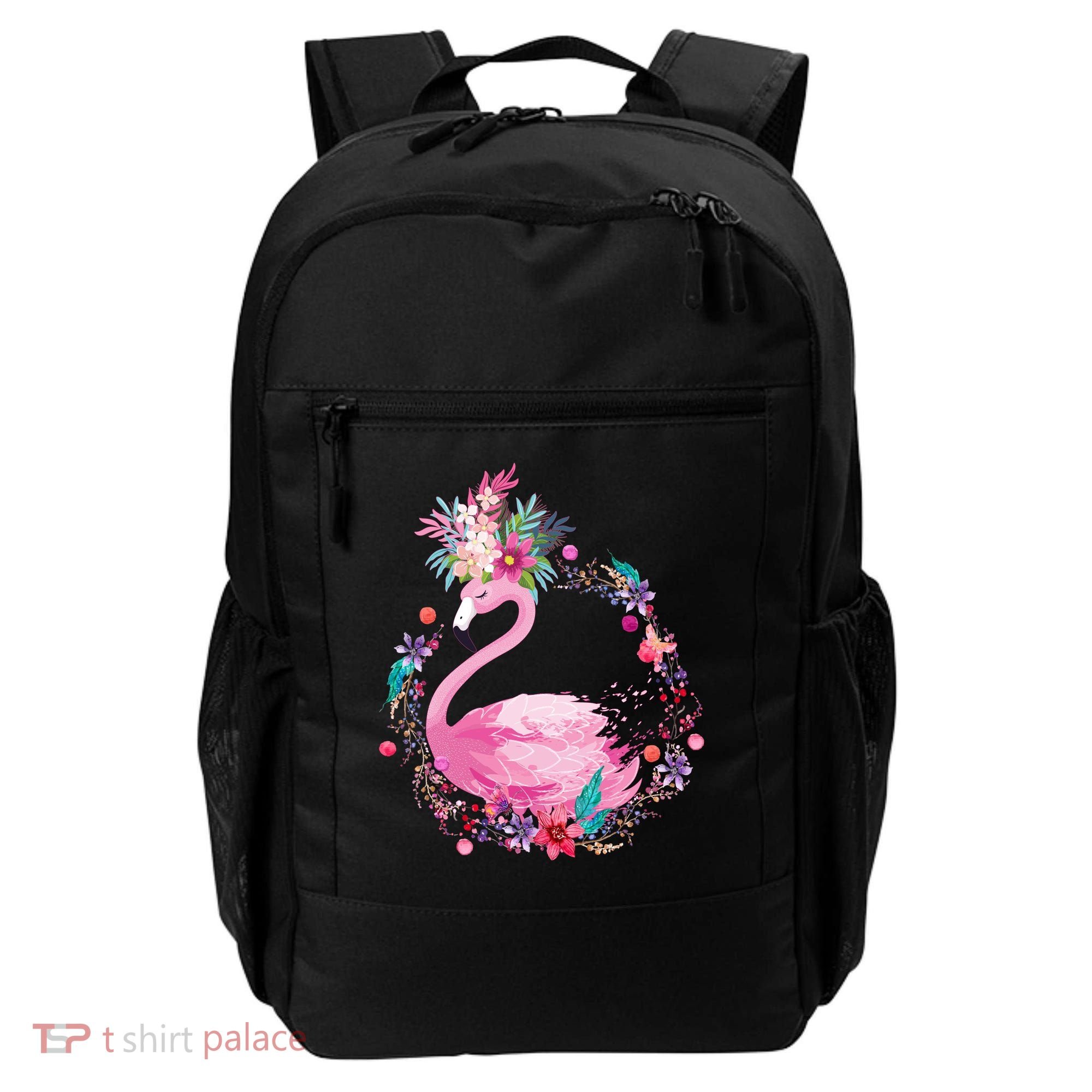 Cute Flower Wreath Flamingo Backpack