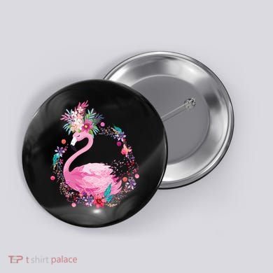 Cute Flower Wreath Flamingo Button
