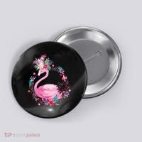 Cute Flower Wreath Flamingo Button thumb 0