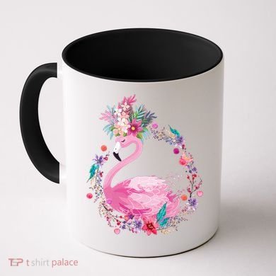 Cute Flower Wreath Flamingo Coffee Mug