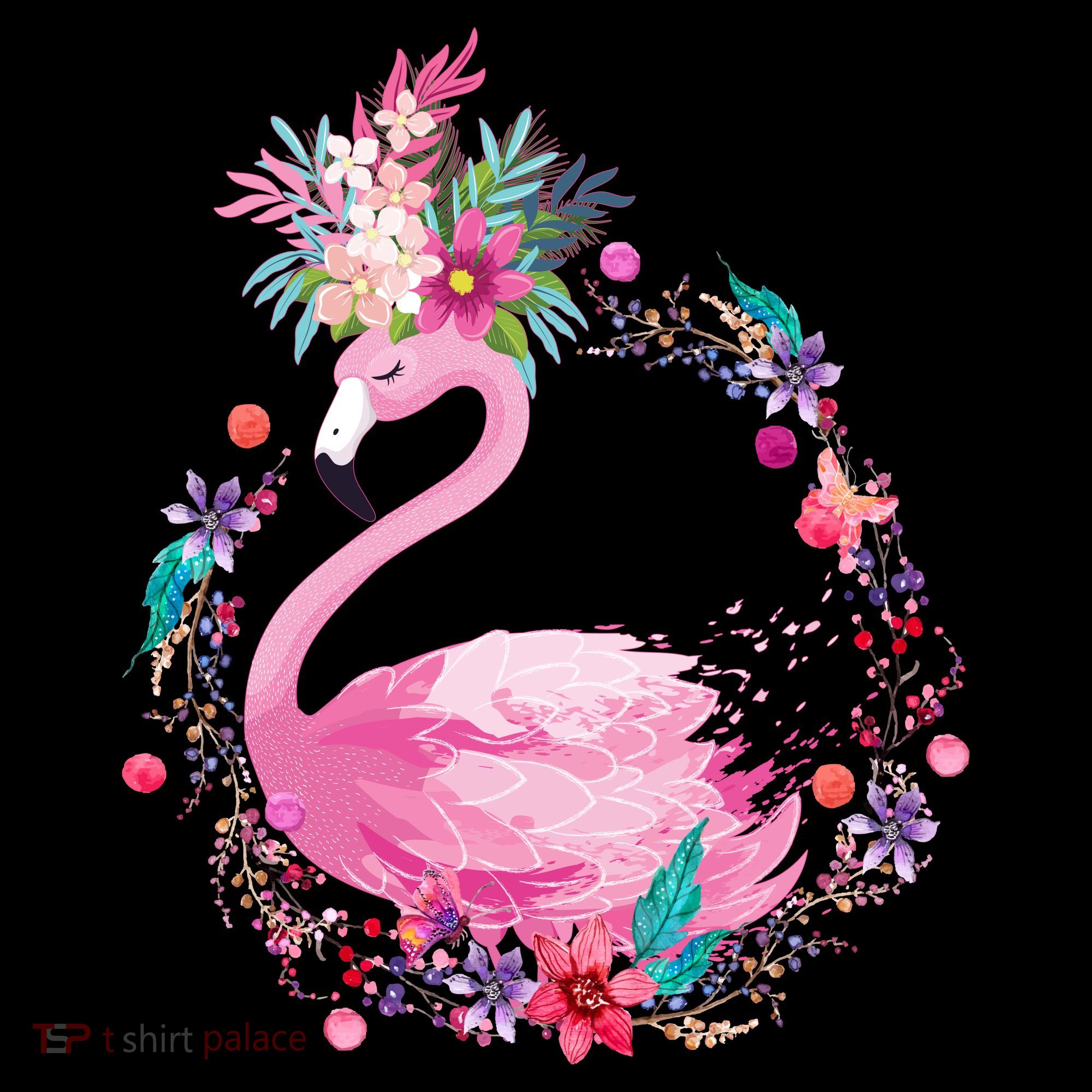 Cute Flower Wreath Flamingo Coffee Mug