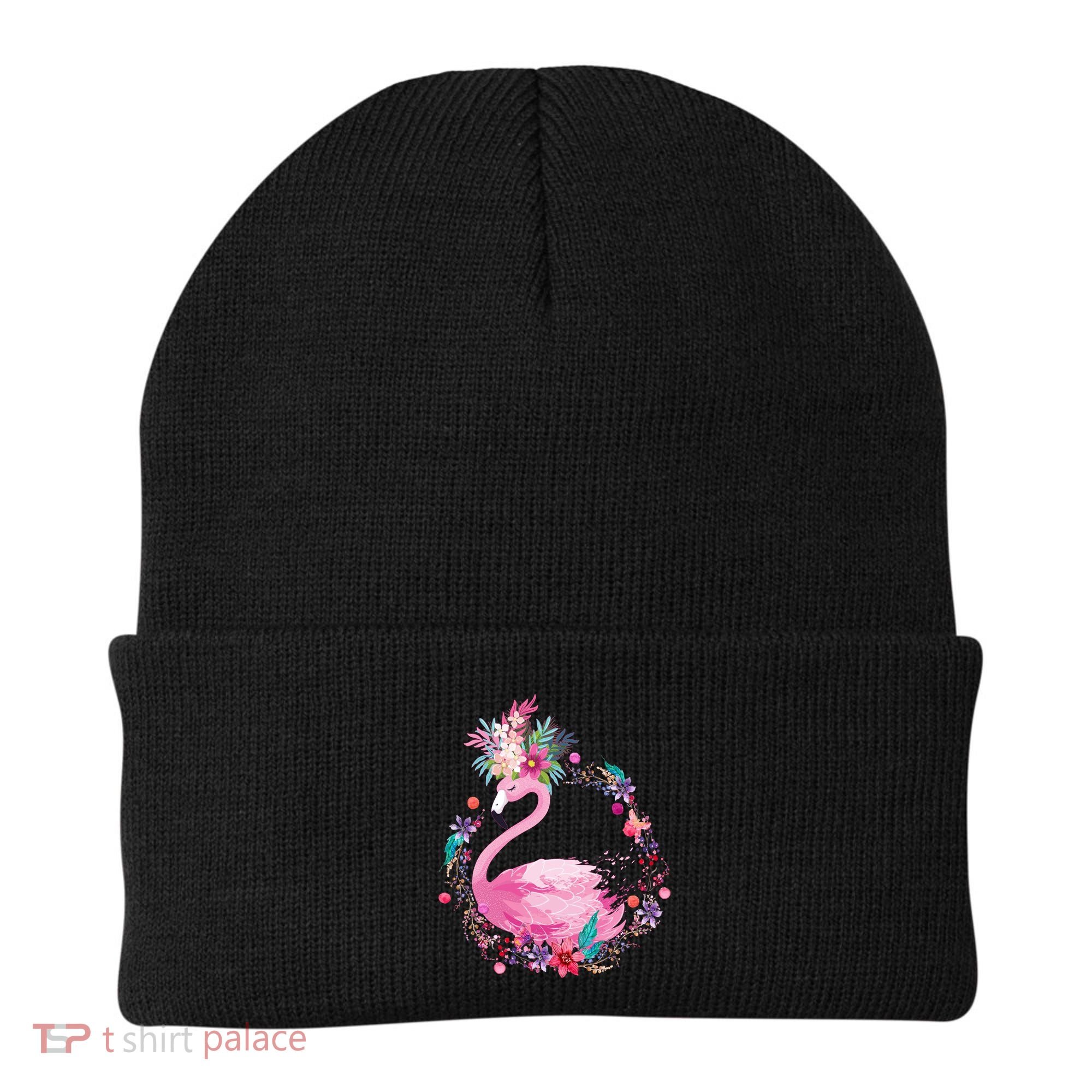 Cute Flower Wreath Flamingo Beanie