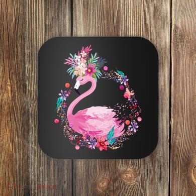 Cute Flower Wreath Flamingo Coaster