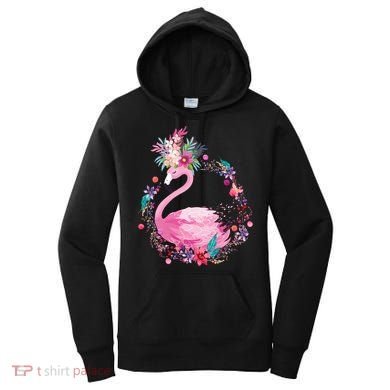 Cute Flower Wreath Flamingo Women's Hoodie