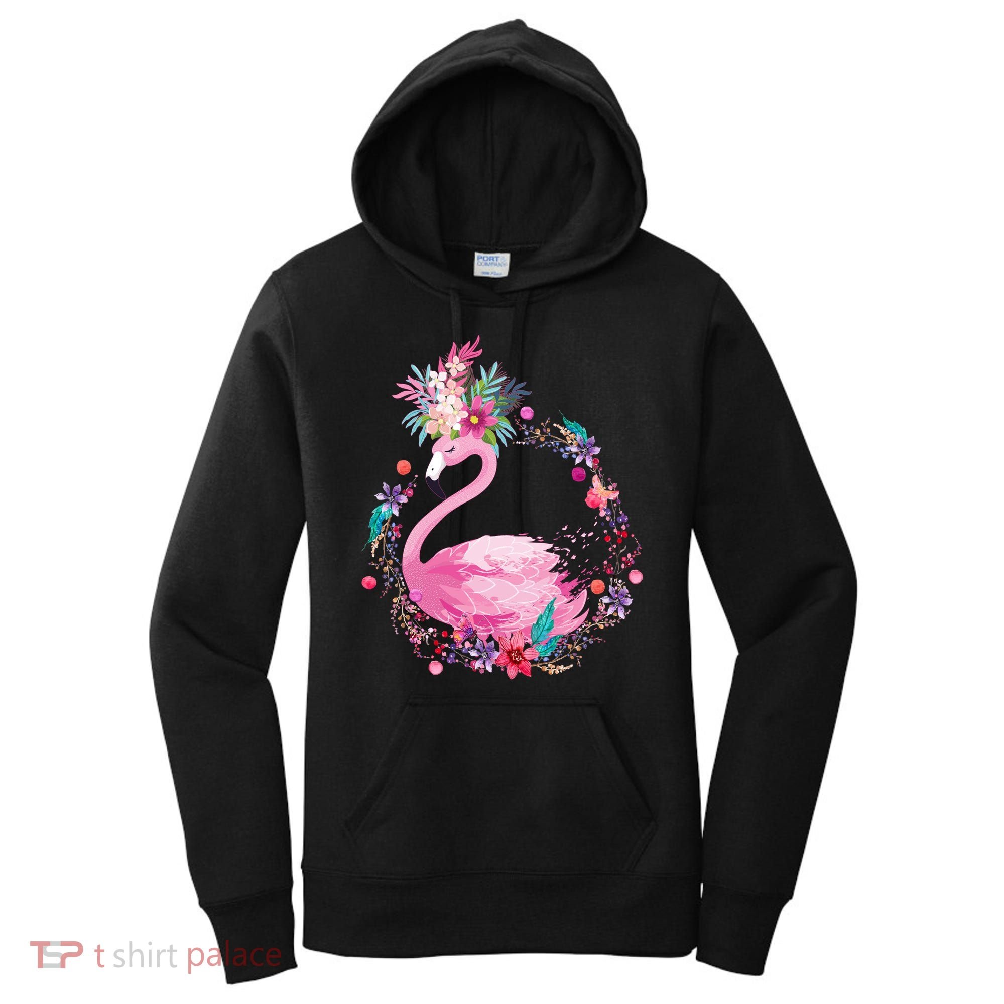Cute Flower Wreath Flamingo Women's Hoodie
