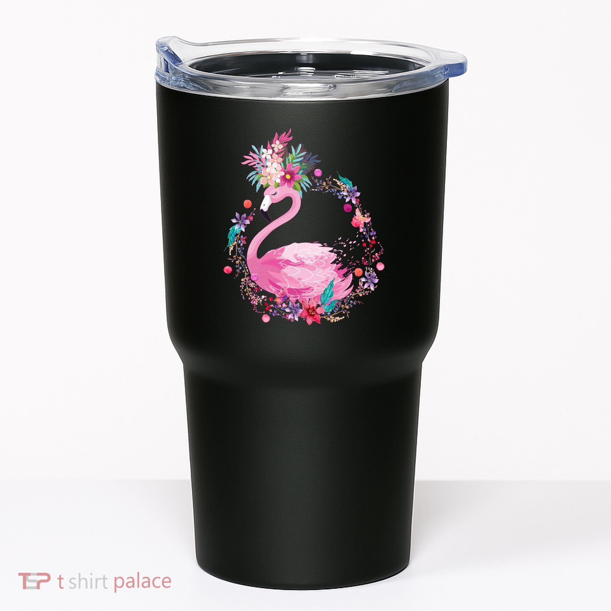 Cute Flower Wreath Flamingo Tumbler