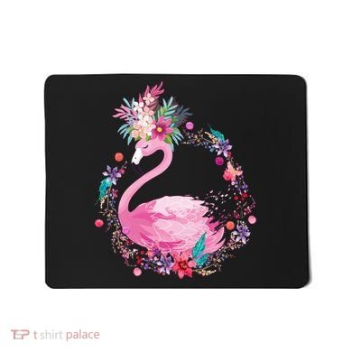 Cute Flower Wreath Flamingo Mousepad