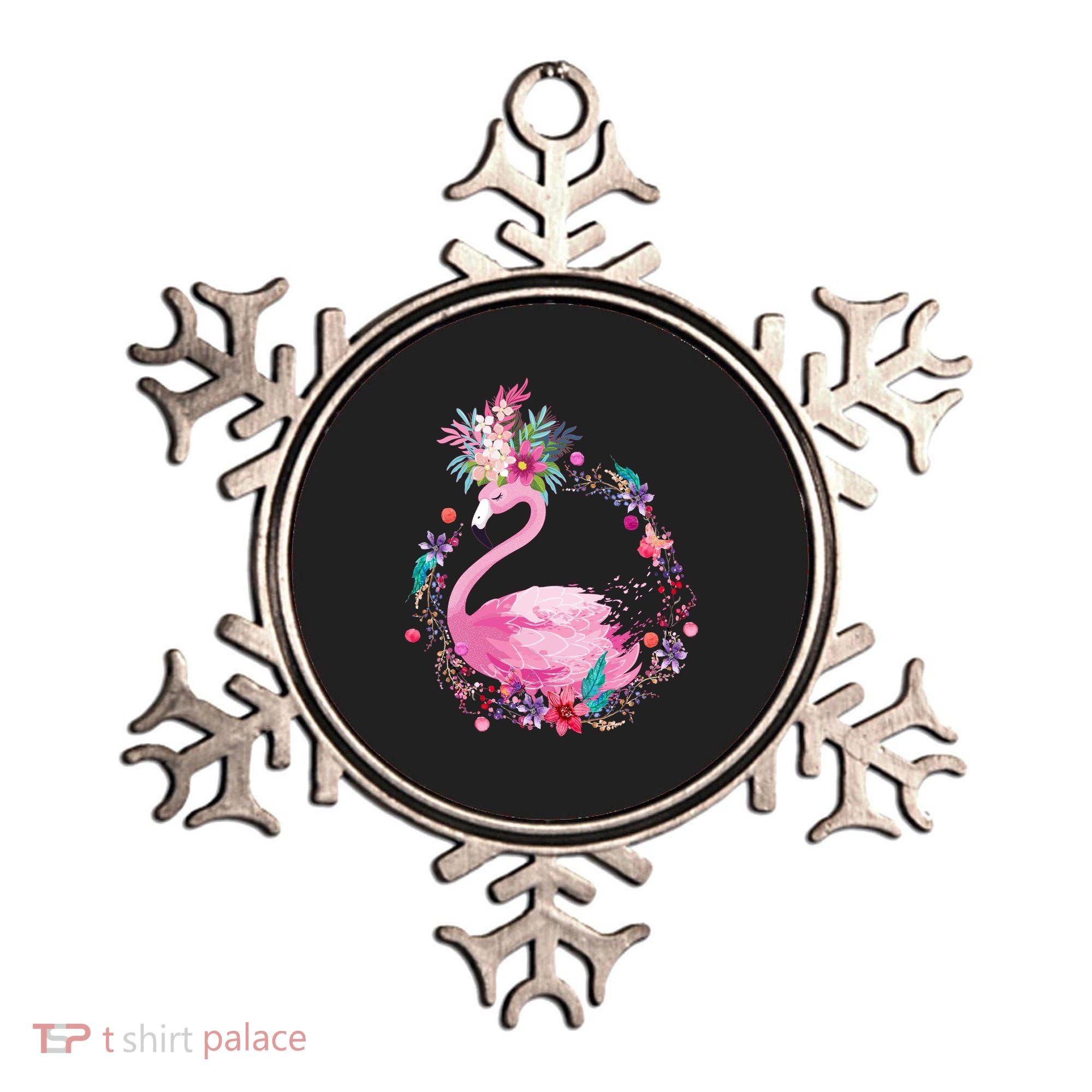 Cute Flower Wreath Flamingo Ornament