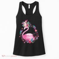 Cute Flower Wreath Flamingo Women's Tank Top thumb 0