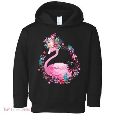 Cute Flower Wreath Flamingo Toddler Hoodie