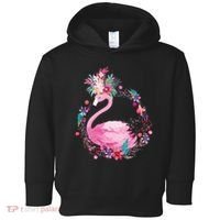 Cute Flower Wreath Flamingo Toddler Hoodie thumb 0