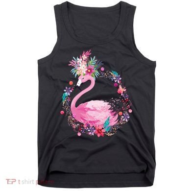 Cute Flower Wreath Flamingo Tank Top