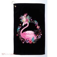 Cute Flower Wreath Flamingo Golf Towel thumb 0