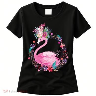 Cute Flower Wreath Flamingo Women's T-Shirt