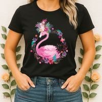 Cute Flower Wreath Flamingo Women's T-Shirt thumb 2