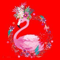 Cute Flower Wreath Flamingo Santa Hat thumb 1