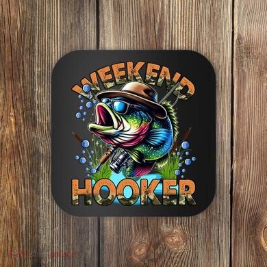 Cool Fishing Weekend Hooker Coaster