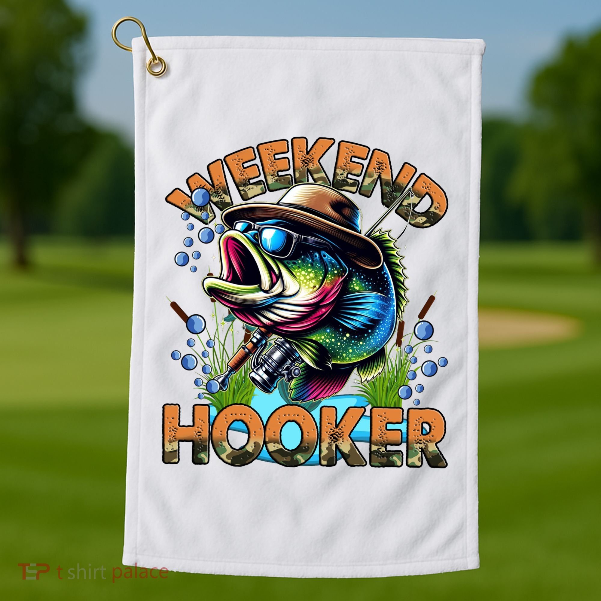 Cool Fishing Weekend Hooker Golf Towel