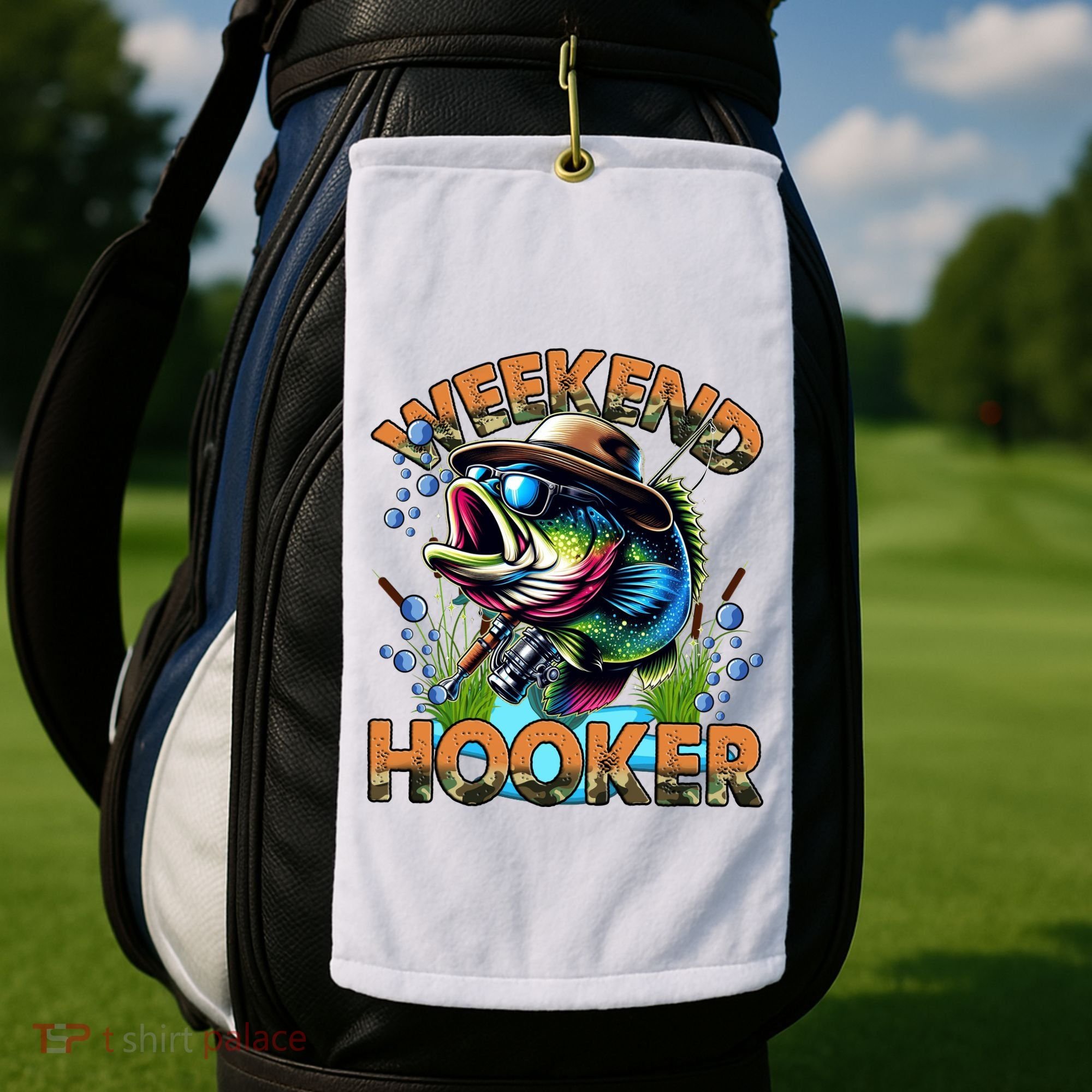 Cool Fishing Weekend Hooker Golf Towel