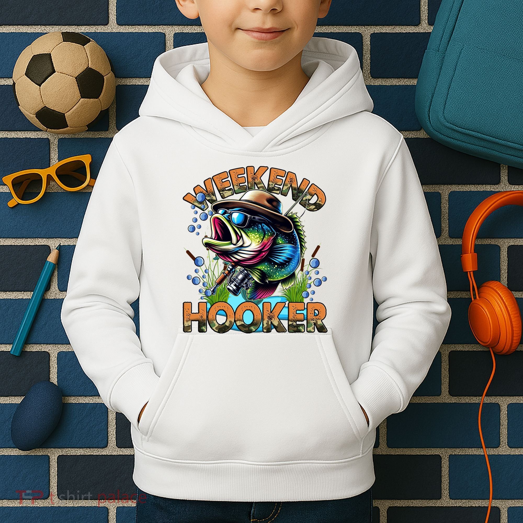 Cool Fishing Weekend Hooker Kids Hoodie
